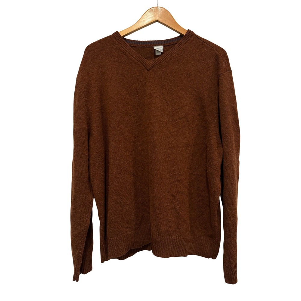 Vintage Old Navy Mens XXL Rust Brown V-Neck Lambswool Blend Sweater 2004